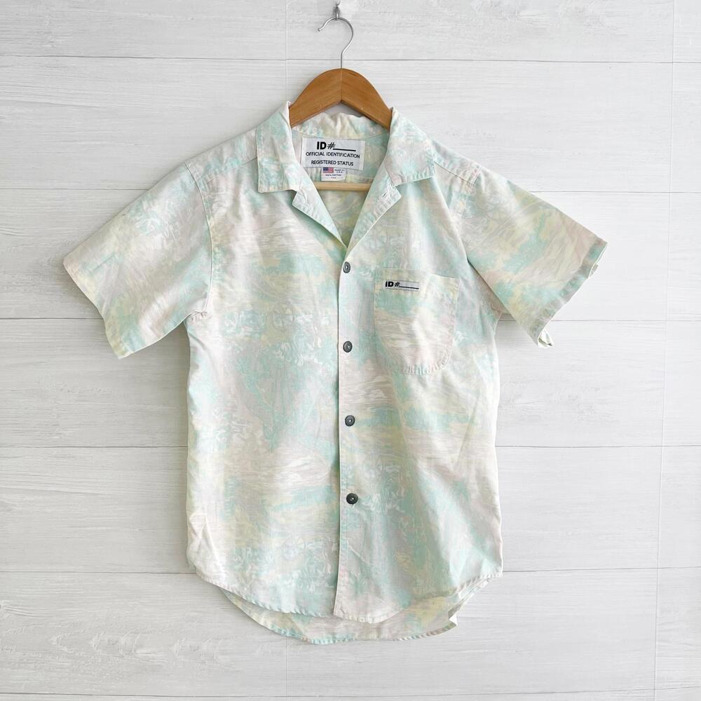 Vintage 80s ID # official identification USA cotton pastel button up, Size 2 / S